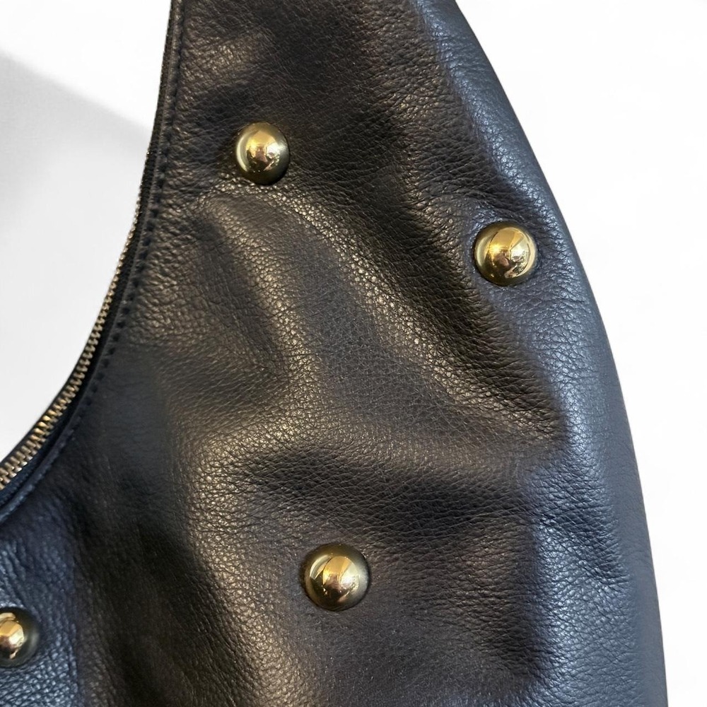 Madewell Women Large Purse Essential Curve Black Leather Studded Shoulder Hobo - Picture 5 of 8